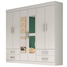Imagem de Guarda Roupa Hercules com 6 Portas 4 Gavetas e Espelho Cor Branco - Es