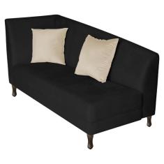Imagem de Recamier Heitor 140cm Com Almofada Lado Direito Sintético Cor Preto-bege