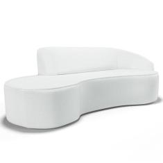 Imagem de Sofá Living  3 Lugares 260cm Braço Direito Mozart D06 Sintético Branco