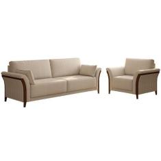 Imagem de Conjunto Decorativo Poltrona E Sofá 222cm Market Linho Champagne G45 -