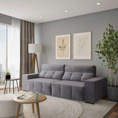 Imagem de Sofá 4 Lugares Retrátil E Reclinável Parione Suede Cinza - Mobly