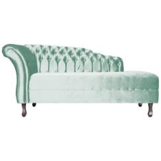 Imagem de Recamier Decorativo Divã Styllus Lado Direito Veludo Acqua Pés Madeira