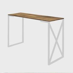 Imagem de Mesa Escrivaninha 90cm Bex Home Office Industrial Consultório Ferro Branco mdf Demolição - Ahz Móveis