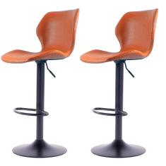 Imagem de Kit 2 Banquetas Giratórias Bristol Itajaí Fratini 110 Cm (altura) Pu Cor Caramelo Base Disco Preta