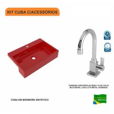 Imagem de Kit Cuba XRT55 com Torneira Luxo 1195 Metal 1/4 Volta Compace 