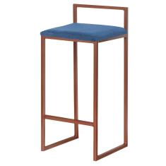 Imagem de Banqueta Selena Base Bronze Suede  Marinho Gran Belo