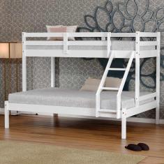 Imagem de Beliche Com Cama Casal Slim Rb Madeira Maciça Branco Housin