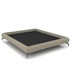 Imagem de Cama King Base Box 193X203cm Pés De Ferro Cold P02 Linho Bege - Mpozen