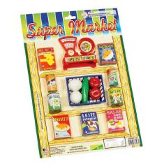 Imagem de Kit Mercadinho 16 peças Super Market Comidinhas de Brinquedo Infantil