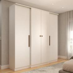 Imagem de Guarda-Roupa Casal Kansas 4 Portas 2 Gavetas Branco - Panorama Móveis