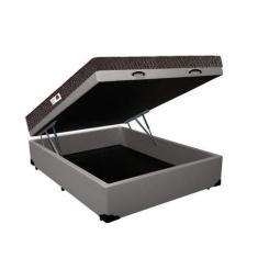 Imagem de Cama Box Baú Casal Colchão Espuma D33 + Box Sintético Cinza Serra Negra 62x138x188