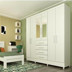 Imagem de Guarda Roupa Casal 6 Portas 4 Gavetas Arizona Neve
