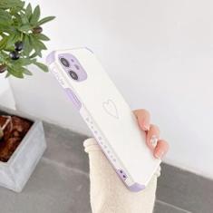 Imagem de Capa de telefone Soft Cortex Love Heart para iPhone 11 12 13 Pro Max XS Max X XR 7 8 6 6S Plus Mini SE 2020 Bumper Tampa Traseira, Roxo, Para iPhone 13