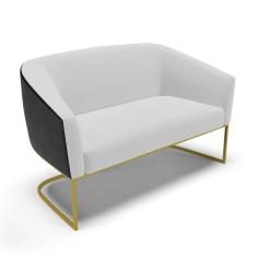 Imagem de Sofá Namoradeira 2 Lug Industrial Dourado Stella Pto/Linho Cinza D03 - D`Rossi