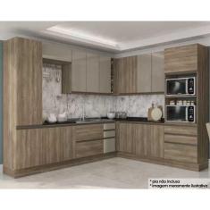 Imagem de Cozinha Modulada Kappesberg Maxxi 13 Peças (4 Armários + 4 Balcões + 2 Paneleiro + 3 Complementos) CZ204 Nogal-Kappesberg