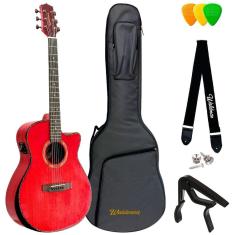 Imagem de Violão Waldman Grand Auditorium Sólido Abadia Gcex-1841 Red C/ Bag