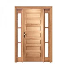 Imagem de Kit Porta de Madeira 2 Vitrôs Direita 213cmx136cmx12cm PE28 Esel Marroml