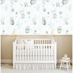 Imagem de Papel De Parede Coala Folhas De Bambu Infantil Bebe Adesivo