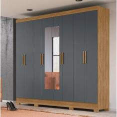 Imagem de Guarda Roupa 8 Portas 4 gavetas Com Espelho 2,36m Moval Diplomata Freijo / Cinza