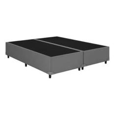 Imagem de Base Box Casal Bipartido Blindado Suede Cinza
