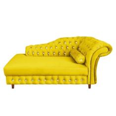 Imagem de Divã Chesterfield Juliette 160cm Pés Chanfrado Suede Amarelo