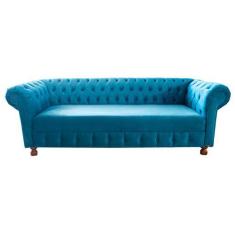 Imagem de Sofá Chesterfield Capitone Luiz Xv Suede Acqua 1,80M / Decoracao, Sala
