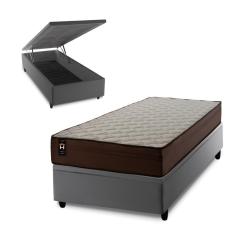 Imagem de Conjunto Box Baú Atlanta Marrom 88x188x69 Espuma D45