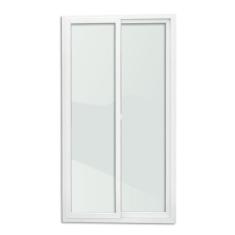Imagem de Porta de PVC de Correr 210x120cm Com 2 Folhas e Vidro liso Temperado ITEC Brimak Branco