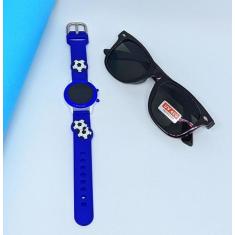 Imagem de Kit Relógio de Pulso Infantil Digital Led Redondo Pulseira Silicone de