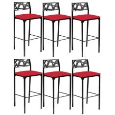 Imagem de Kit 6 banquetas Eliza Gourmet corino vermelho-Gat Magazine