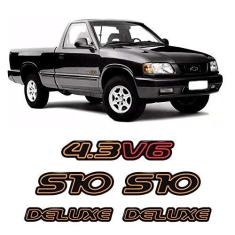 Imagem de Kit Emblemas S10 2000 Deluxe 4.3v6 Adesivo  Resinado
