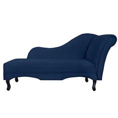 Imagem de Recamier Namoradeira Divã Lado Esquerdo Olivia Suede Azul Marinho - DS Estofados