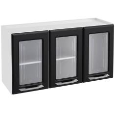 Imagem de Armário Aéreo Cozinha Aço Topázio 3 Portas Branco/Preto - Telasul