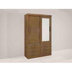 Imagem de Guarda-Roupa 2 Portas 6 Gavetas C/Espelho Ypê Meridian 1.35 D'doro - A