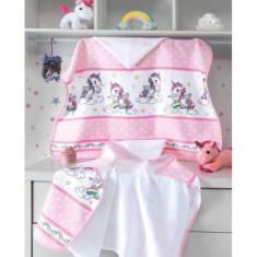 Imagem de Toalha De Banho Com Capuz E Fralda Unicornio Dohler