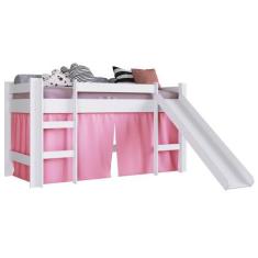 Imagem de Cama Elevada Com Escorregador E Cortina Bb1000 Branco/Rosa - Completa