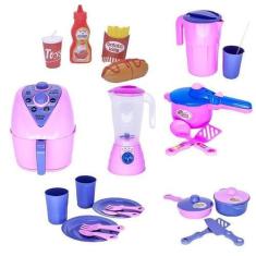 Imagem de Brinquedo Menina Cozinha Infantil Comidinhas Air Fryer 24Pç - Altimar