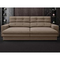 Imagem de Sofá Pegasus 2,50m Assento Retrátil e Reclinável Velosuede Capucinno - Netsofas