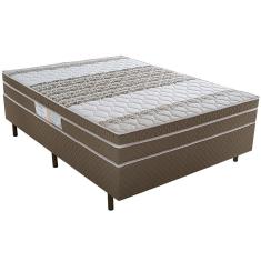 Imagem de Cama Box de Casal Biflex Ilhéus com Molas Ensacadas e Euro Pillow 63x138x188cm - Marrom/Bege Estampado