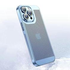 Imagem de Capa de telefone de malha respirável galvanizada de luxo para iphone 12 13 11 14 15 Pro Max 14Plus X XS Max 13Mini capa de dissipação de calor, azul claro, para iPhone 15 plus