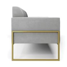 Imagem de Sofá Namoradeira Base Industrial Alta Dourado Marisa Suede D03 - D\`rossi Cor Cinza