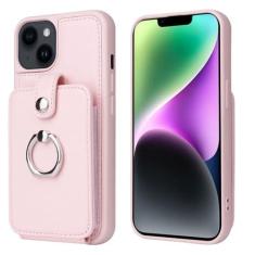 Imagem de Anel de dedo carteira caso de telefone para iphone 15 pro max 14 13 12 11 pro max 15plus suporte de couro slots de cartão capa traseira, rosa, para iphone 12