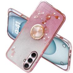 Imagem de Nouxwerx Capa para celular Samsung A55 5G, capa para Galaxy A55 fofa TPU macia fina rosa para meninas e mulheres com alça de suporte de anel capa protetora à prova de choque para Samsung Galaxy A55 5G