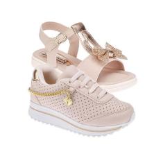 Imagem de Tênis Infantil Menina e Sandália Feminina - KIT 2 PARES Tam 24 ao 34 -