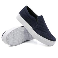 Imagem de Tênis Slip On Jeans Feminino Em Matelasse Leve Calce Fácil Dia A Dia -