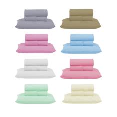 Imagem de Kit Jogo de Cama Lençol Solteiro 300 Fios Algodão com Virol 3 peças