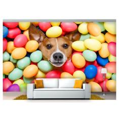 Imagem de Papel De Parede Animais Cão Ovos Coloridos 3D Anm187