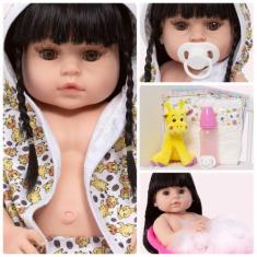 Imagem de Boneca Reborn Morena Barata Saída De Banho Girafa 13 Itens - Cegonha R
