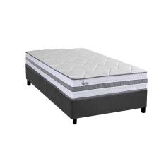 Imagem de Conjunto Box Solteiro Colchão Molas Herval Ensacadas Parma + Base Crc Suede Gray (88x188)