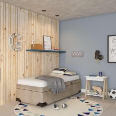 Imagem de base para cama box solteiro jonan com baú suede (45x88x188) bege